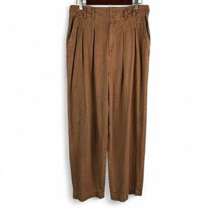 Free People women’s brown linen blend wide leg trouser pants size 4